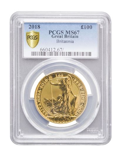 Picture of PCGS 2018 1oz Gold Britannia MS67