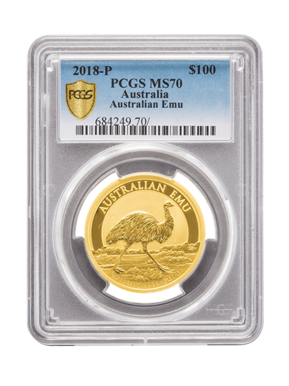 Picture of PCGS 2018 1oz Gold Australian Emu MS70