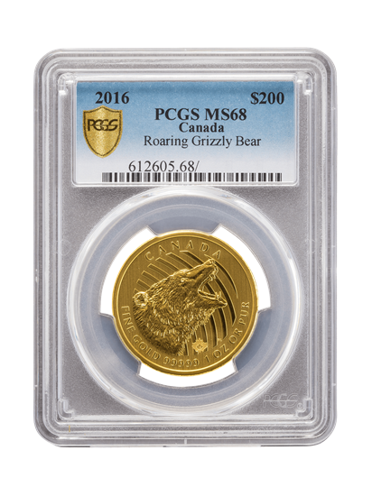 Picture of PCGS 2016 1oz Gold Grizzly Bear MS68