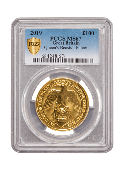 Picture of PCGS 2019 1oz Gold Queen's Beast 'Falcon' MS67