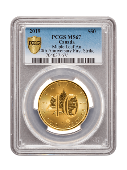 Picture of PCGS 2019 1oz Gold '40th Anniversary' Maple Leaf MS67