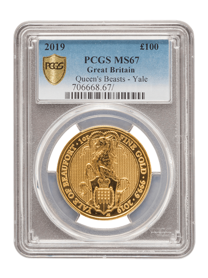 Picture of PCGS 2019 1oz Gold Queen's Beast 'Yale' MS67